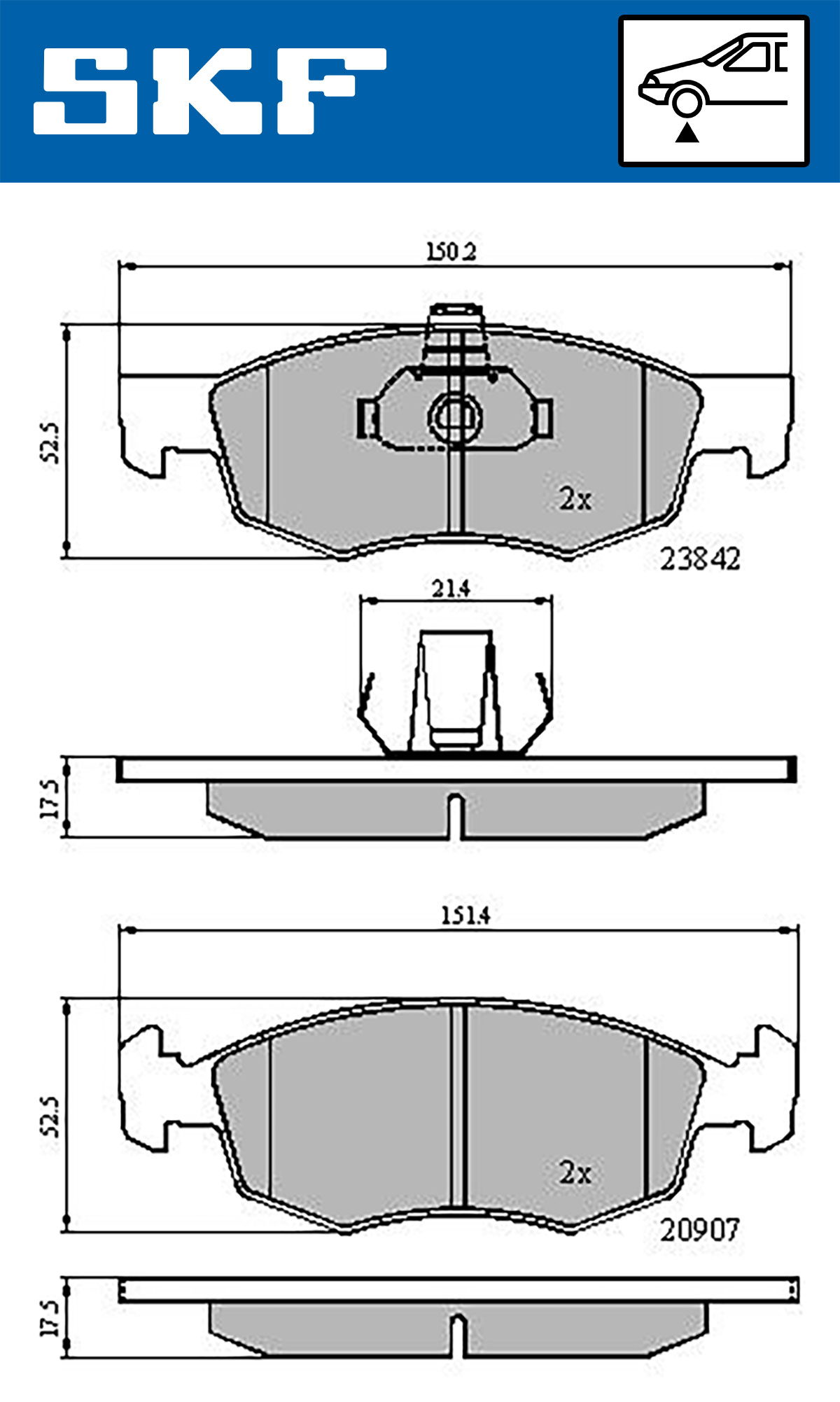 Set placute frana,frana disc VKBP 80618 SKF